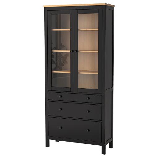 HEMNES, ντουλάπι 3 συρτάρια, γυάλινη πόρτα, 504.522.97