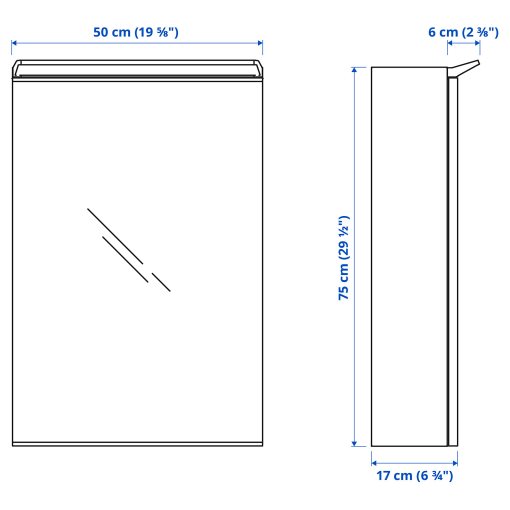 TREASJON, mirror cabinet with door/built-in lighting, 50x17x75 cm, 505.644.45