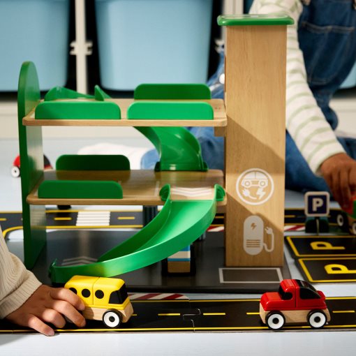 LILLABO, 4-piece vehicle set/sports car/school bus/recycling truck/police car, 505.893.61