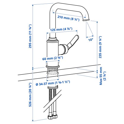 TAKSJÖN, kitchen mixer tap single side lever, 506.045.64