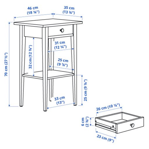 HEMNES, bedside table, 46x35 cm, 506.107.39