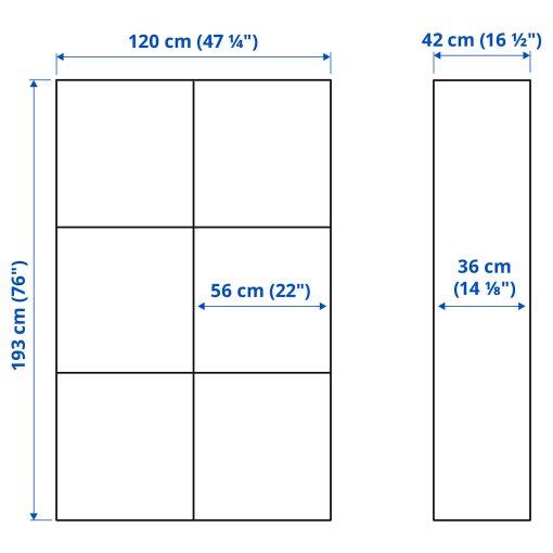 BESTÅ, σύνθεση αποθήκευσης με πόρτες, 120x42x193 cm, 590.584.09