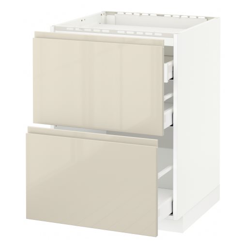 METOD/MAXIMERA, base cabinet for hob/2 fronts/3 drawers, 591.681.96