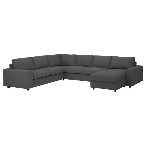 VIMLE, corner sofa, 5-seat with chaise longue with wide armrests, 594.018.21