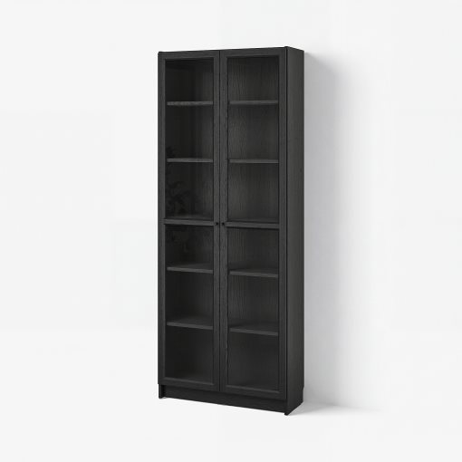 BILLY/OXBERG, bookcase with glass doors, 80x30x202 cm, 594.833.17