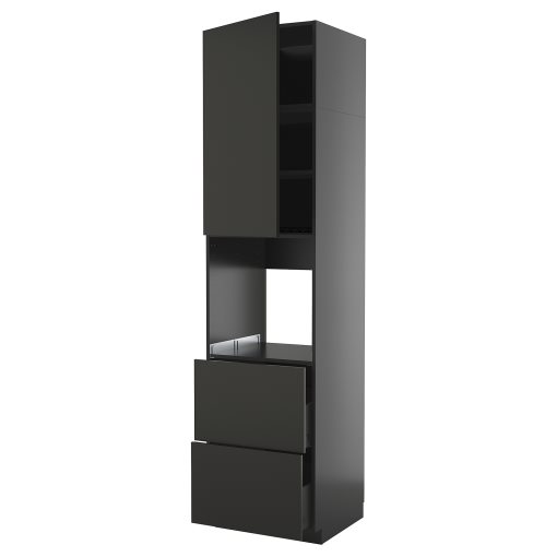METOD/KNIVSHULT, high cabinet for oven with door/2 drawers, 60x60x240 cm, 595.875.55