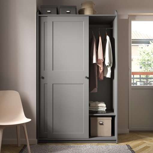 HAUGA, wardrobe with sliding doors, 118x55x199 cm, 604.072.71