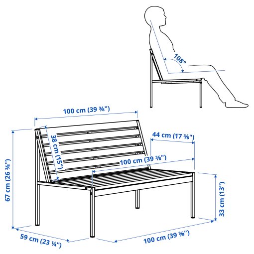 JOLPEN, 2-seat sofa/outdoor, 100x59x67 cm, 605.154.83