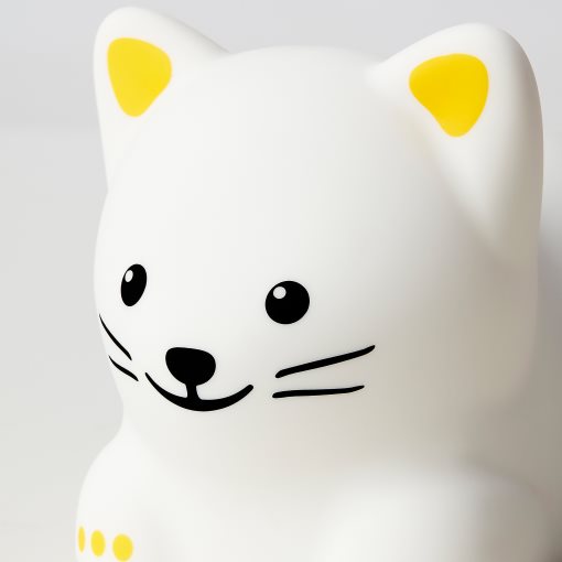 TÖVÄDER, night light with built-in LED light source/cat/battery-operated, 605.169.15