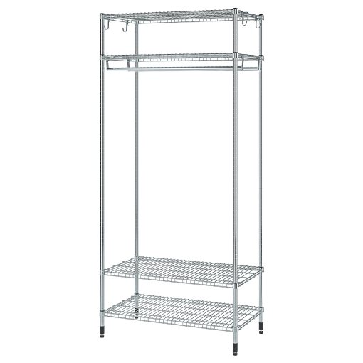 OMAR, shelving unit with clothes rail, 92x50x201 cm, 605.309.78