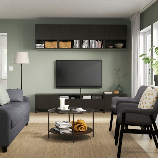 BESTÅ, TV storage combination/doors/drawers push open, 240x42x230 cm, 694.119.47