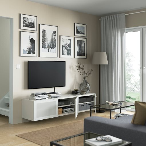 BESTÅ TV bench with doors, 180x42x38 cm 69417440 | IKEA Cyprus