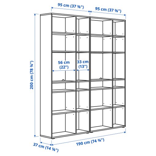 VIHALS, shelving combination, 190x37x200 cm, 694.406.00