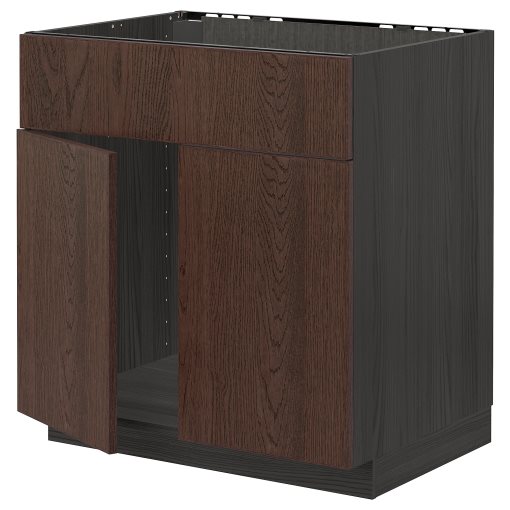 METOD, base cabinet for sink with 2 doors/front, 80x60 cm, 694.592.51