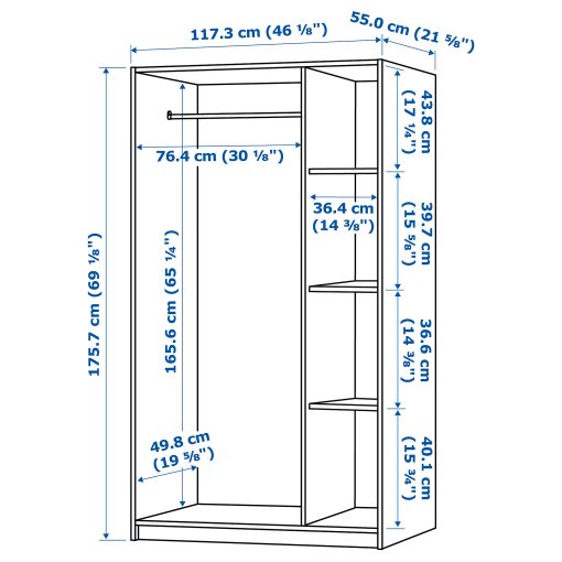 RAKKESTAD, wardrobe with 3 doors, 117x176 cm, 704.537.62