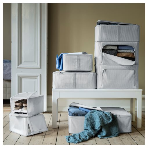 HEMMAFIXARE, storage case/fabric striped, 69x51x19 cm, 705.039.17