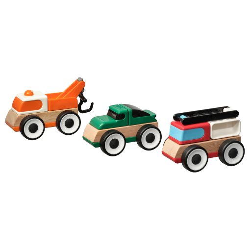 LILLABO, 3-piece vehicle set/fire truck/sports car/tow truck, 705.893.55