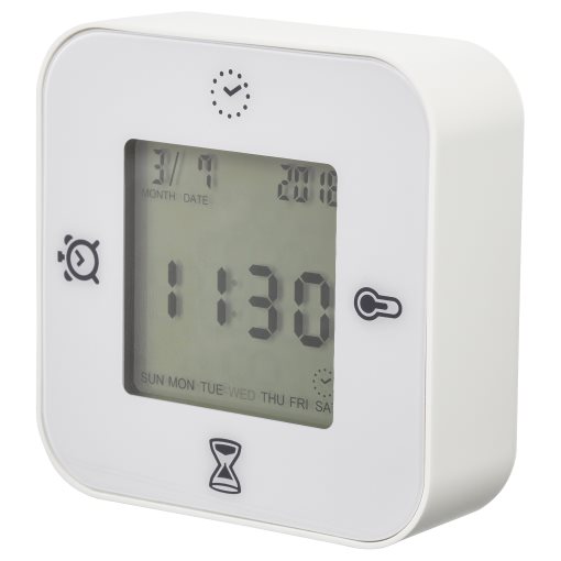 KLOCKIS, clock/thermometer/alarm/timer, 7x7 cm, 705.904.53