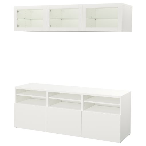 BESTÅ, TV storage combination/glass doors/drawers soft closing, 180x42x192 cm, 794.071.91