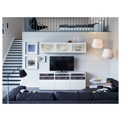 BESTÅ, TV storage combination/glass doors/drawers soft closing, 180x42x192 cm, 794.071.91