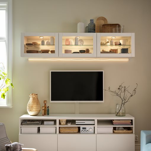 BESTÅ, TV storage combination/glass doors/drawers soft closing, 180x42x192 cm, 794.071.91