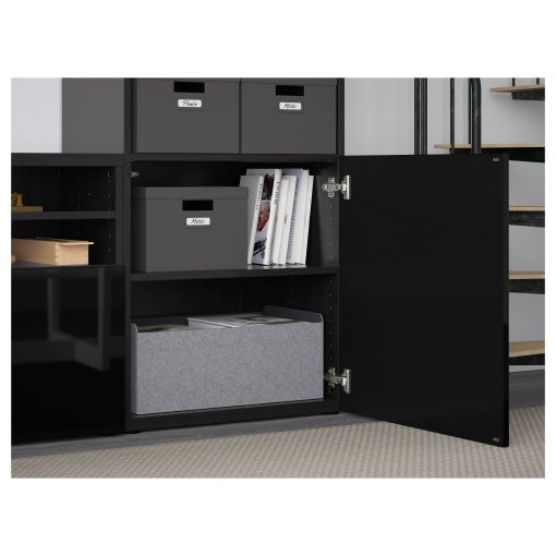 BESTÅ, TV storage combination/glass doors/drawers soft closing, 300x42x231 cm, 794.110.32