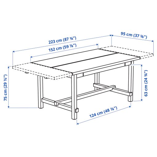 NORDVIKEN/NORRM, table and 4 chairs, 152/223x95 cm, 794.261.80