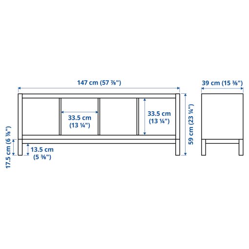 KALLAX, shelving unit with underframe, 147x59 cm, 794.426.65
