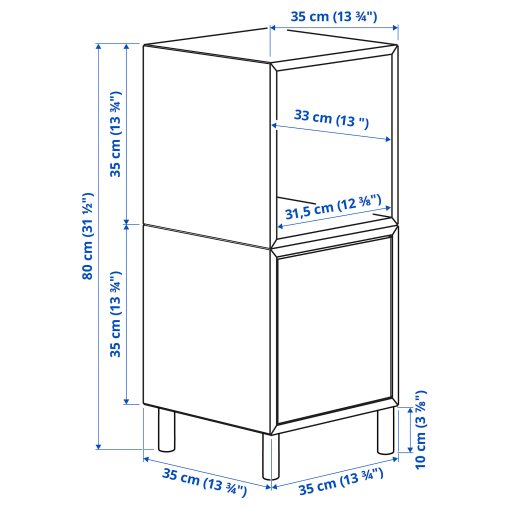 EKET, cabinet combination with legs, 35x35x80 cm, 795.217.14