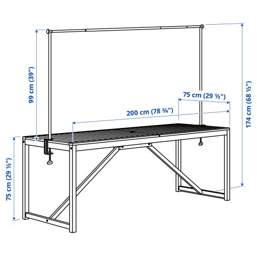 NAMMARO/HELGEO, table with decorating rod/outdoor, 200 cm, 795.357.54