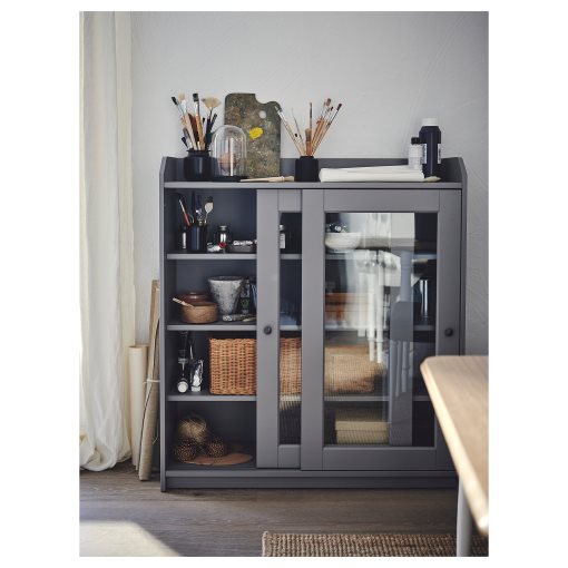 HAUGA, glass-door cabinet, 105x116 cm, 804.150.48
