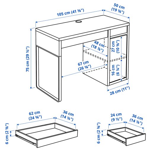 MICKE, desk, 105x50 cm, 804.898.50