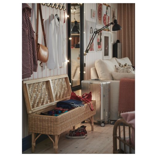 TOLKNING, bench with storage/handmade, 120 cm, 805.126.57