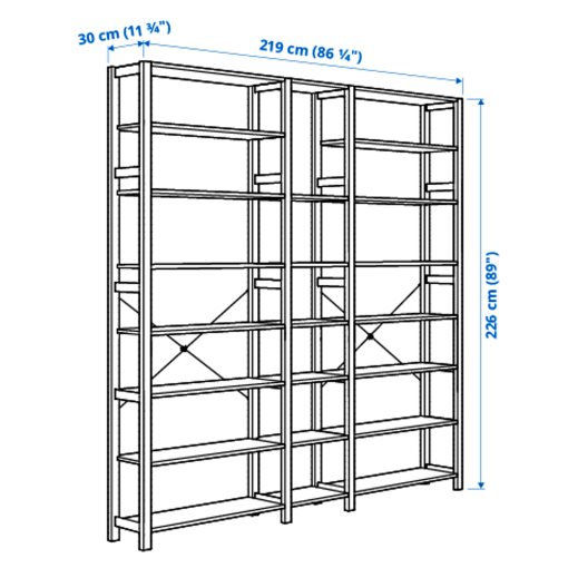 IVAR, 3 sections/shelves, 219x30x226 cm, 894.039.46