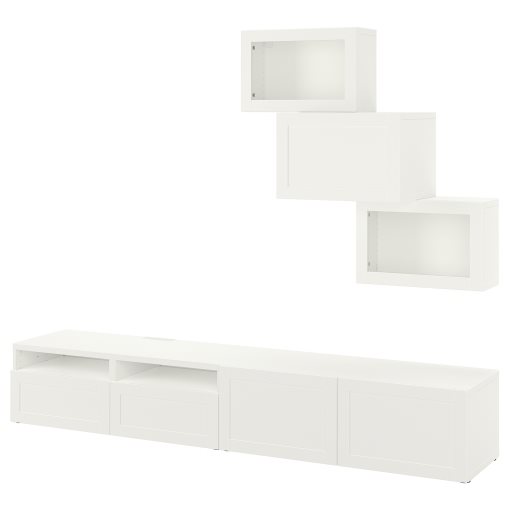 BESTÅ, TV storage combination/glass doors/drawers soft closing, 240x42x190 cm, 894.113.19