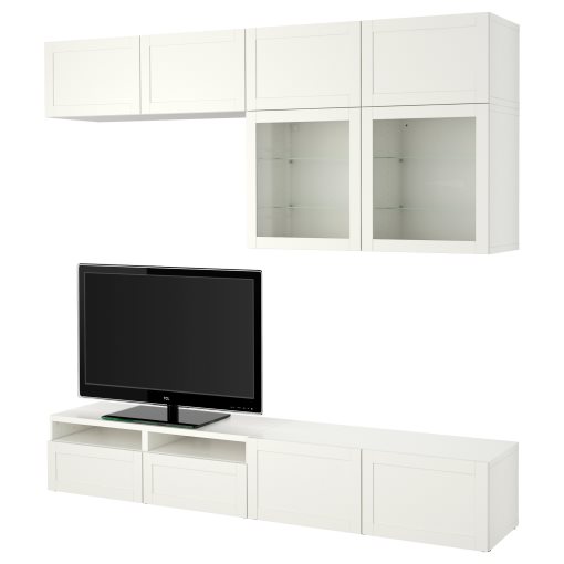 BESTÅ, TV storage combination/glass doors/drawers push open, 240x42x231 cm, 894.123.52