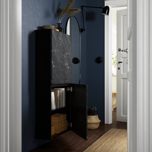 BESTÅ, ντουλάπι τοίχου με 2 πόρτες, 60x22x128 cm, 894.219.74