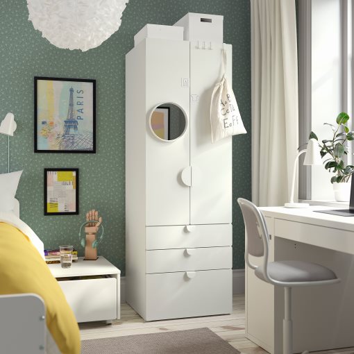 SMASTAD/PLATSA, wardrobe with 3 drawers, 60x57x181 cm, 894.283.10