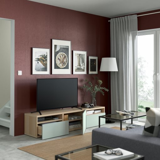 BESTÅ, έπιπλο TV με πόρτα/συρτάρια ανοίγματος με πίεση, 180x42x39 cm, 894.324.87