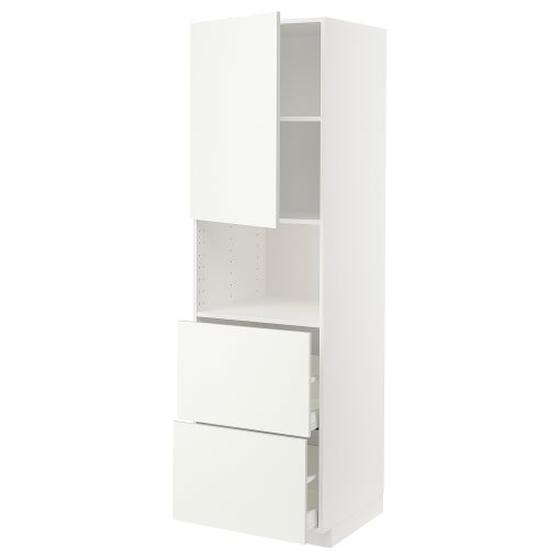 METOD, high cabinet for microwave with door/2 drawers, 60x60x200 cm, 895.074.54