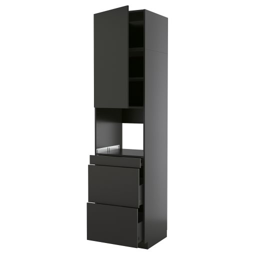 METOD/KNIVSHULT, high cabinet for microwave combi with door/3 drawers, 60x60x240 cm, 895.881.48
