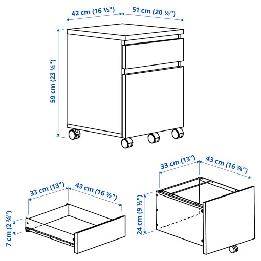 MALM, drawer unit on castors, 903.406.51