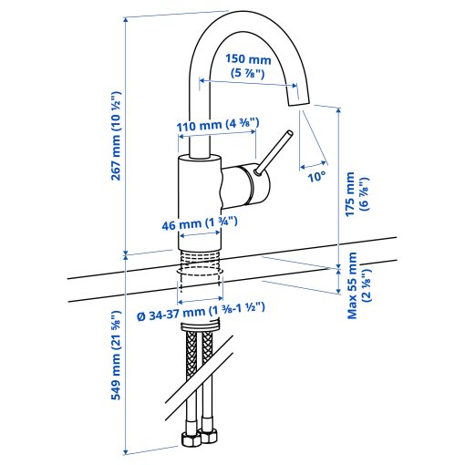 SALLSJÖN, kitchen mixer tap single side lever, 906.020.25