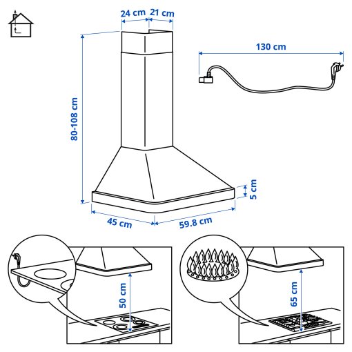 NILSBYN, απορροφητήρας τοίχου/IKEA 300, 60 cm, 906.127.22