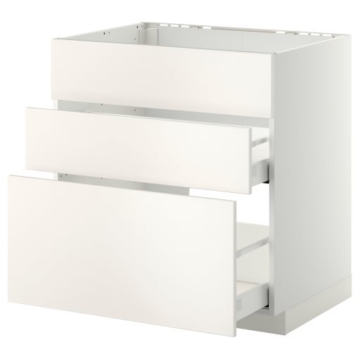METOD/MAXIMERA, base cabinet for sink+3 fronts/2 drawers, 991.087.23