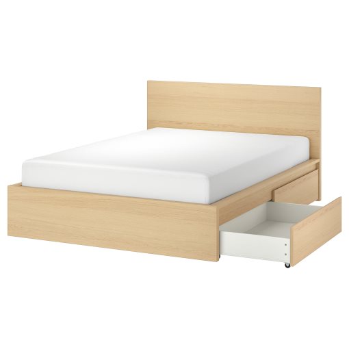 MALM, bed frame/high with 4 storage boxes, 140X200 cm, 991.750.72