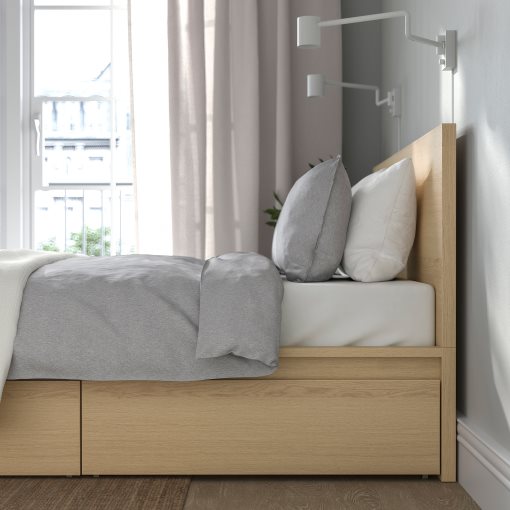 MALM, bed frame/high with 4 storage boxes, 140X200 cm, 991.750.72