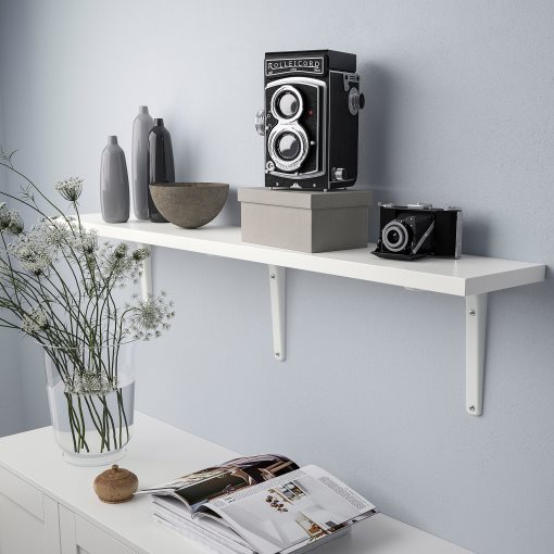 BERGSHULT/TOMTHULT, shelf with bracket, 120x20 cm, 994.183.15