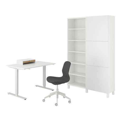TROTTEN/LANGFJALL/BESTA/LAPPVIKEN, desk and storage combination with swivel chair, 994.365.88
