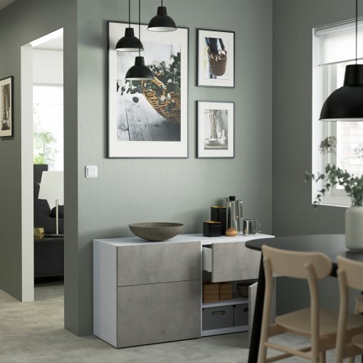 BESTÅ, storage combination with doors/drawers soft-closing, 120x42x65 cm, 994.404.39